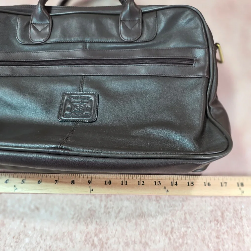 Geoffrey Beene Vintage Brown Leather Briefcase Travel Bag Handcrafted 17